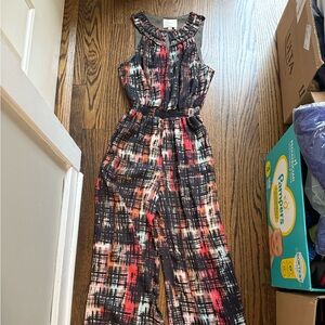 Elevenses Black and Red Patterned Jumpsuit